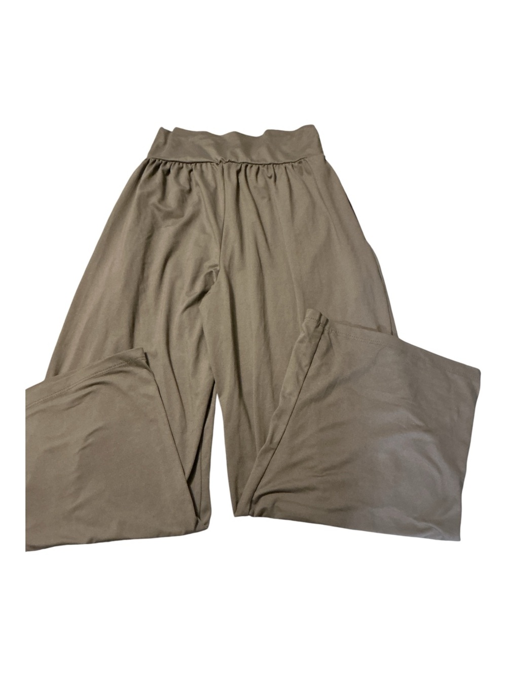 Wide-Leg High-Waist Knit Pants - Taupe - Picture 2 of 3